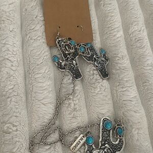 Silver and Turquoise Cactus Necklace